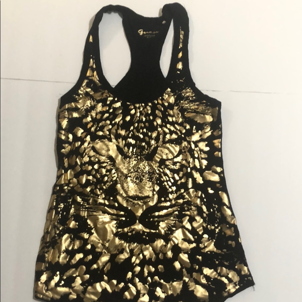 Guess Gold lion face print